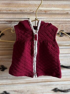 Carter's Quilted Wine Red Baby Vest with Floral Trim 3 Months